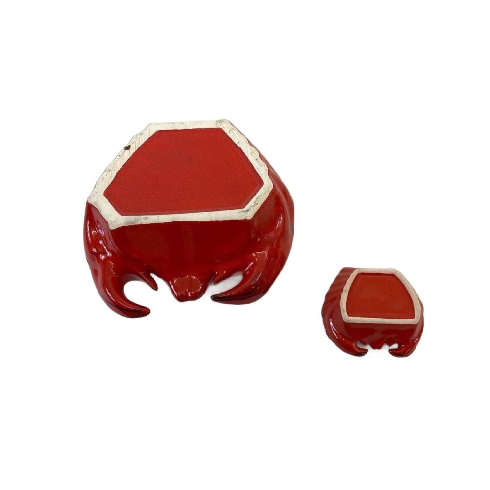 Vintage Red She Crab Soup Tureen and Cocottes, Set of 6 - Picture 10 of 11